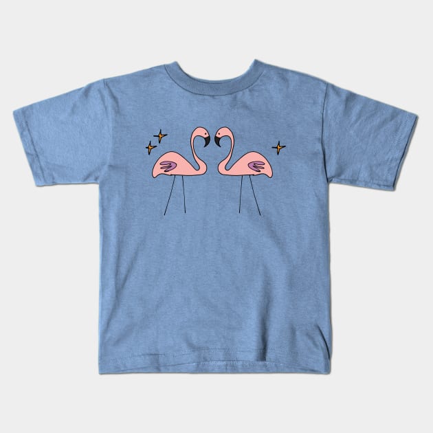 Atomic Flamingos Kids T-Shirt by bruxamagica